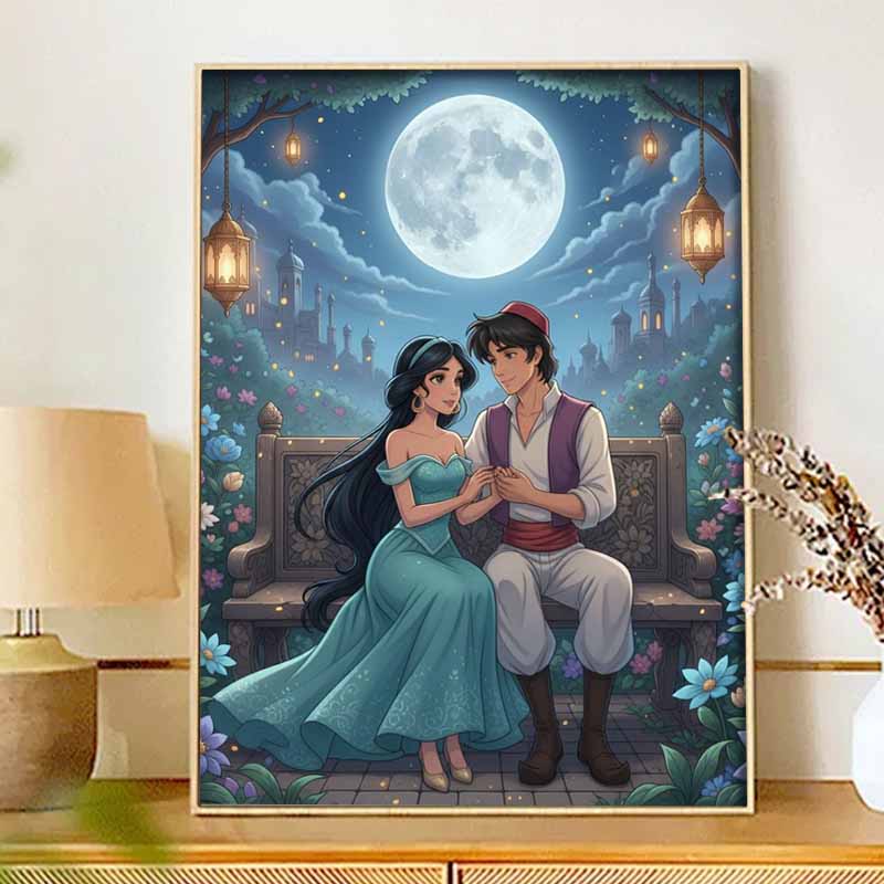 Disney Diamond Painting 5D DIY Aladdin Jasmine Diamond Painting Art Diamond Painting Kit Adult/Beginner Gift Idea Home Decor