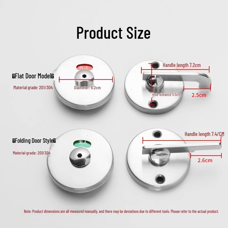 Nerezový indikátor veřejné toalety, dveřní zámek a klika