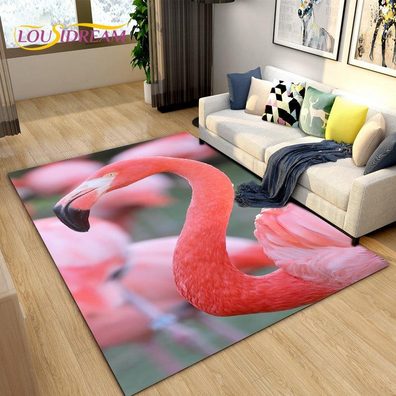 Tapete criativo nórdico 3D Flamingo Bird Area, tapete para sala de estar, quarto, sofá, cozinha, banheiro, capacho, tapete antiderrapante