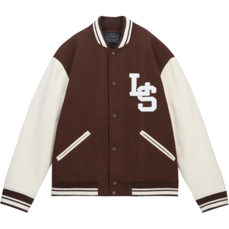 Levis Αμερικάνικο Στυλ Δρόμου Φαρδύ Casual Μπουφάν Μπέιζμπολ Unisex Μπουφάν Καφέ 002HG-0002