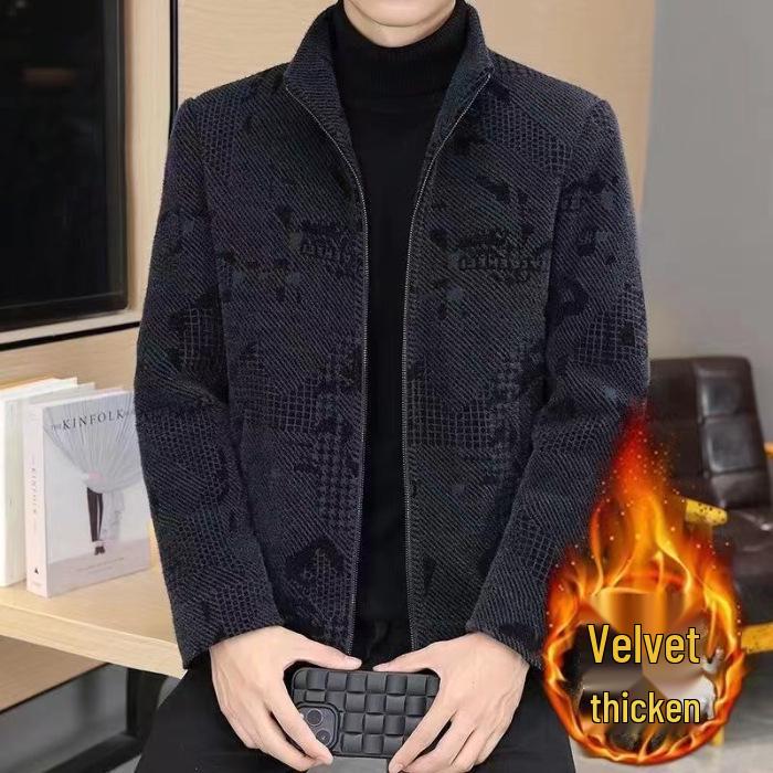 Men's High-End Thickened Woolen Jacket – American Style Autumn/Winter Casual Coat
