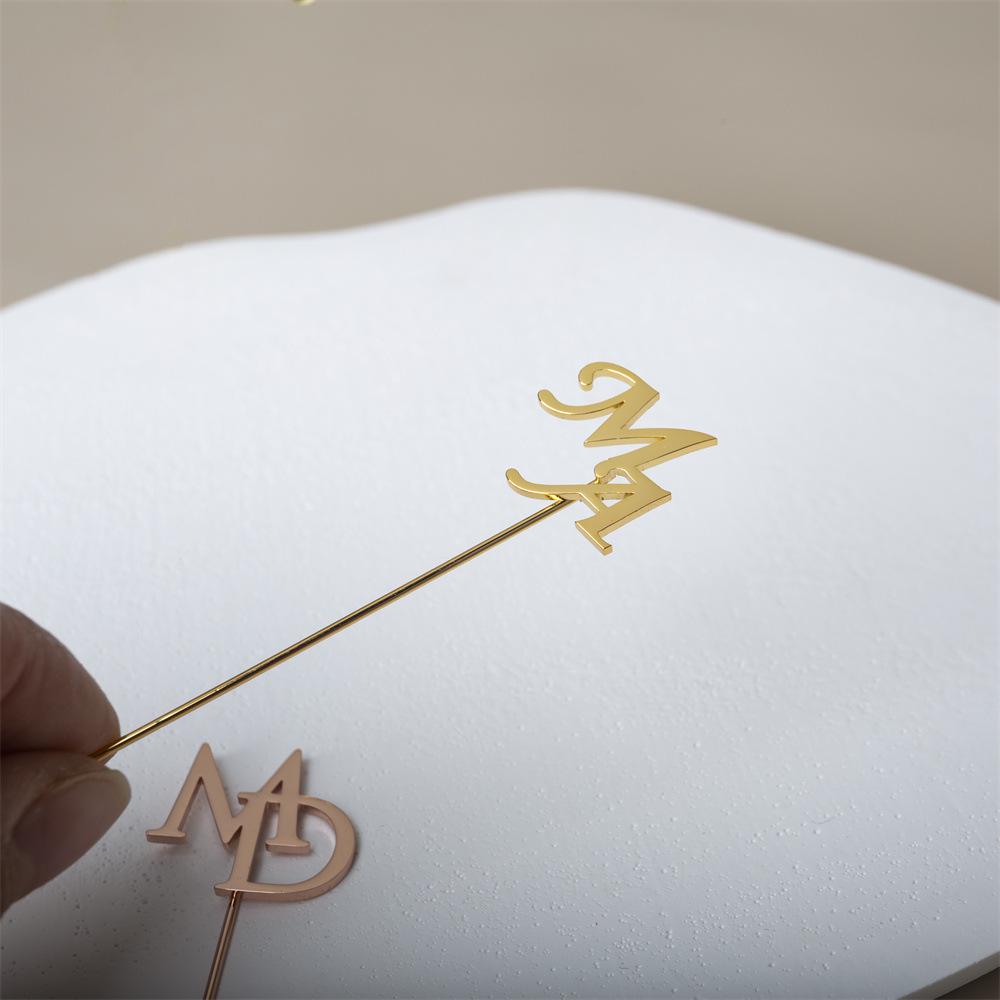 Personalized Men's Double Initial Stainless Steel Lapel Pin - Wedding Groom Accessory