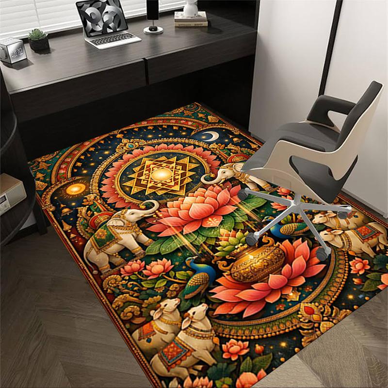 

1PC Lotus Elephant Non-Slip Floor Carpet Compatible for Office&Living Room&Bedroom&Dining room - Flat - Weave Machine-S0350 60cm by 90cm