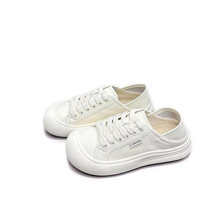 [Counter Version] Two Wear Little White Shoes Women's 2025 Early Autumn New Round Head Platform Cowhide Casual Sports Shoes