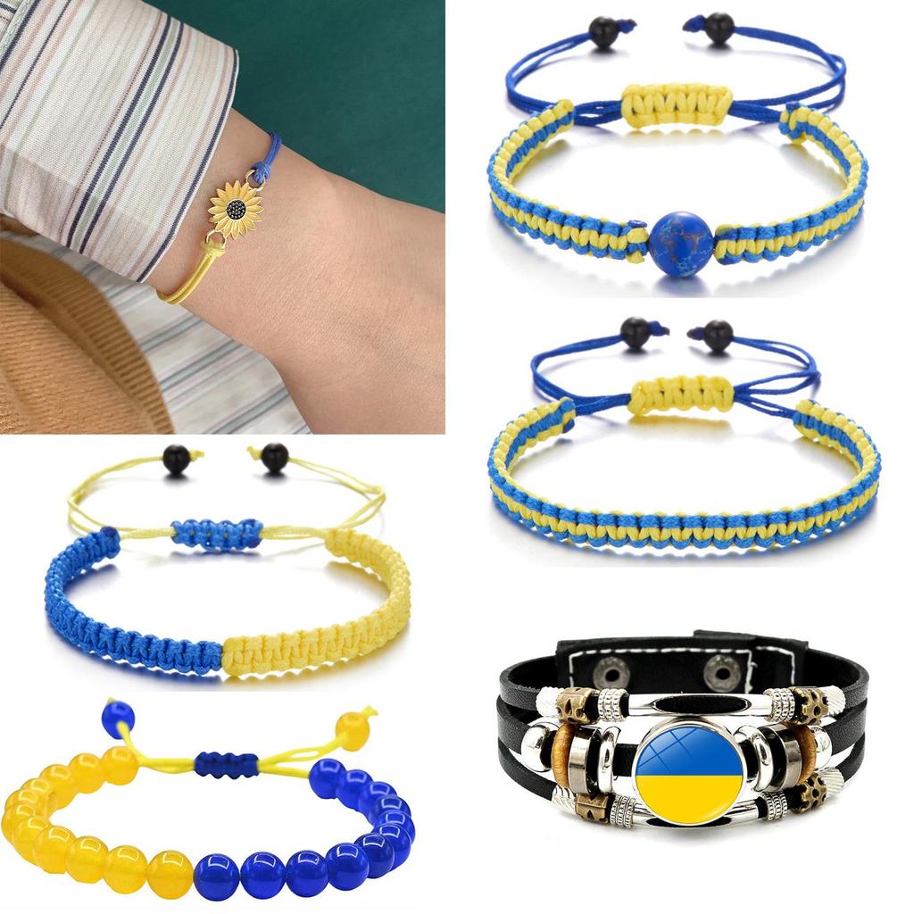 Hand-Woven Creative Beads Bracelet – Blue & Yellow Ukrainian Design