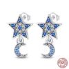 925 Sterling Silver Sparkling Cubic Zircon Star Moon Pendant Hoop Earrings for Women Luxury Wedding Anniversary Jewelry Gifts