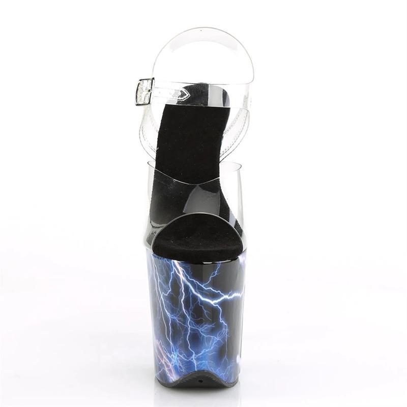 8 "Summer Heels, 20CM Lightning Pattern Wrapped Soles, Transparent Vamp Pole Dancing, Party Nightclub Sandals