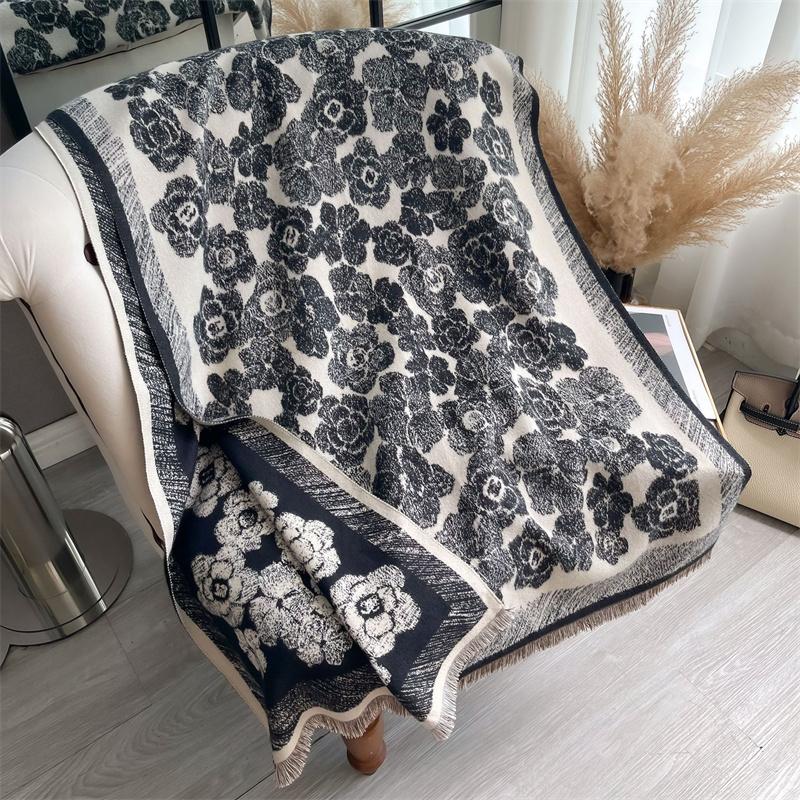 Luxury Winter Cashmere Scarf Women Design Warm Pashmina Blanket Poncho Scarves Female Shawl Wraps Thick Foulard Bufanda