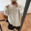 Gentle wind crew neck knitted cardigan autumn and winter new loose casual versatile and thin lazy wind sweater jacket