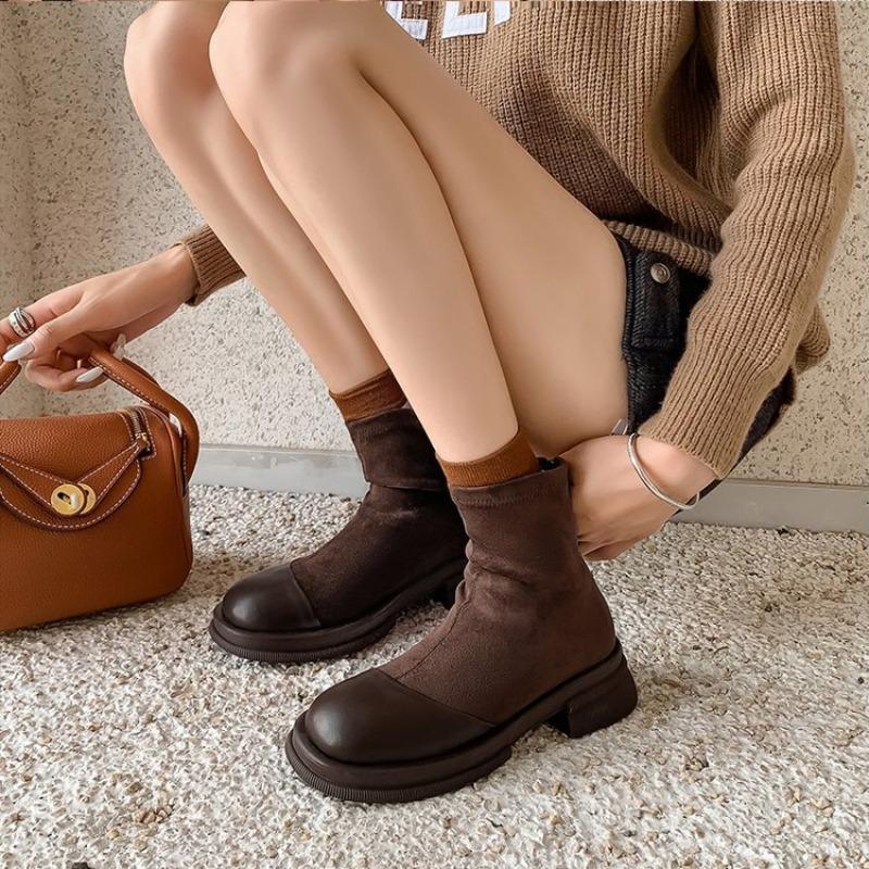 

Универсальные тонкие ботинки детские на толстой подошве на толстом каблуке ботинки-носки маленькие короткие ботинки осень и зима маленькие ботильоны 40