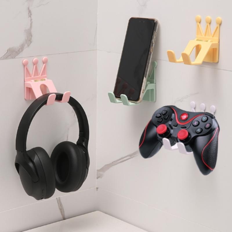 Crown Mobile Phone Holder Ornaments Punch-Free Bathroom Storage Rack Gaming Headset Game Controller Rack