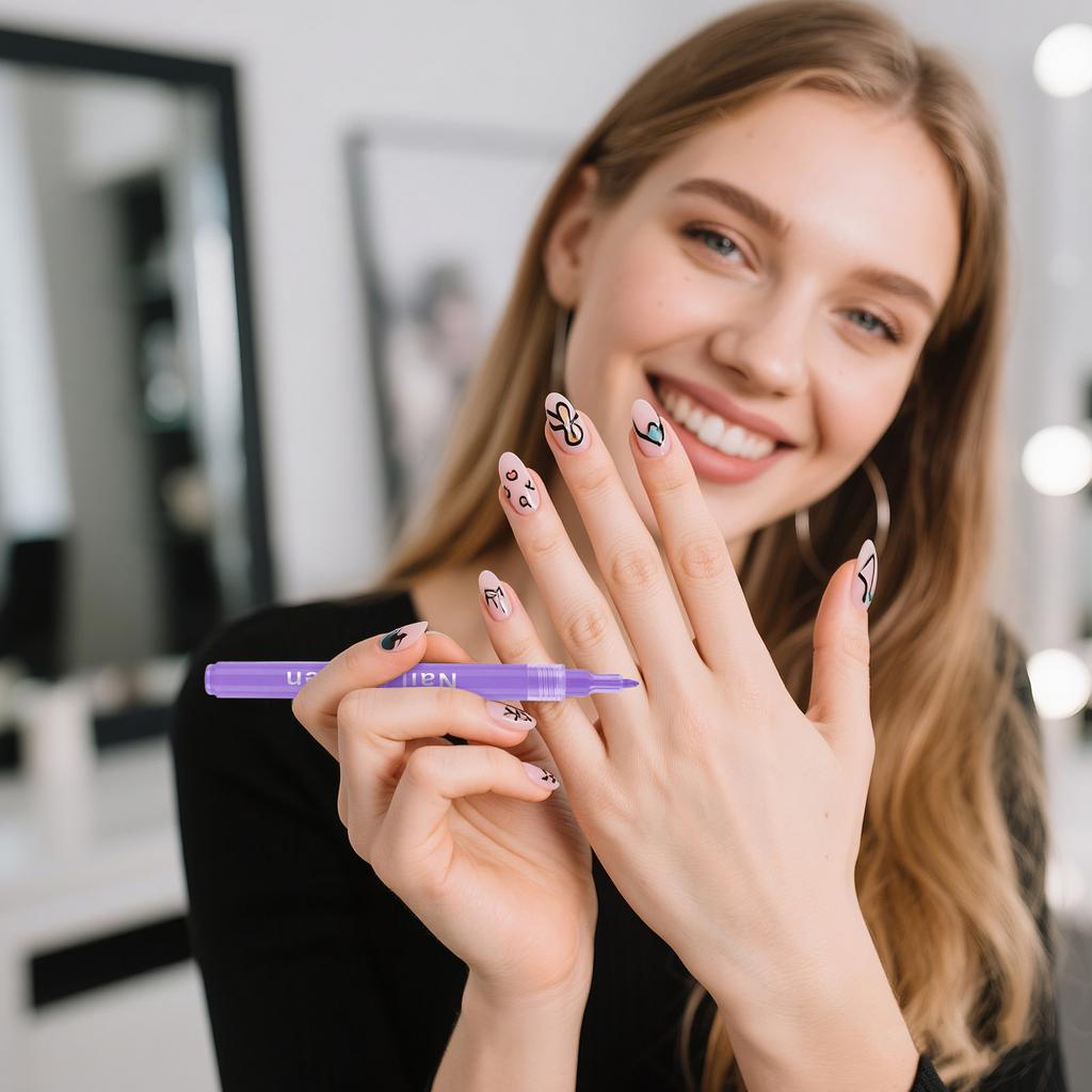 Nagelkunst Stift Set Feine Spitze Nageldesign Zeichenstifte für Maniküre DIY Detailarbeit und Umrisszeichnung Packung mit 12 Stück