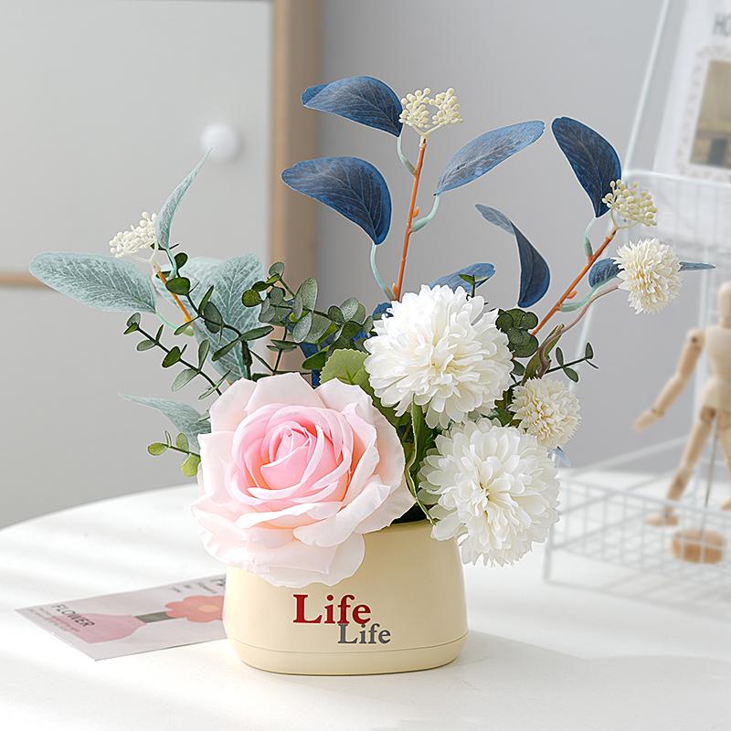 Sunflower Artificial Flower Arrangement - Small Potted Plants & Plastic Bouquets for Living Room and Dining Table Decor