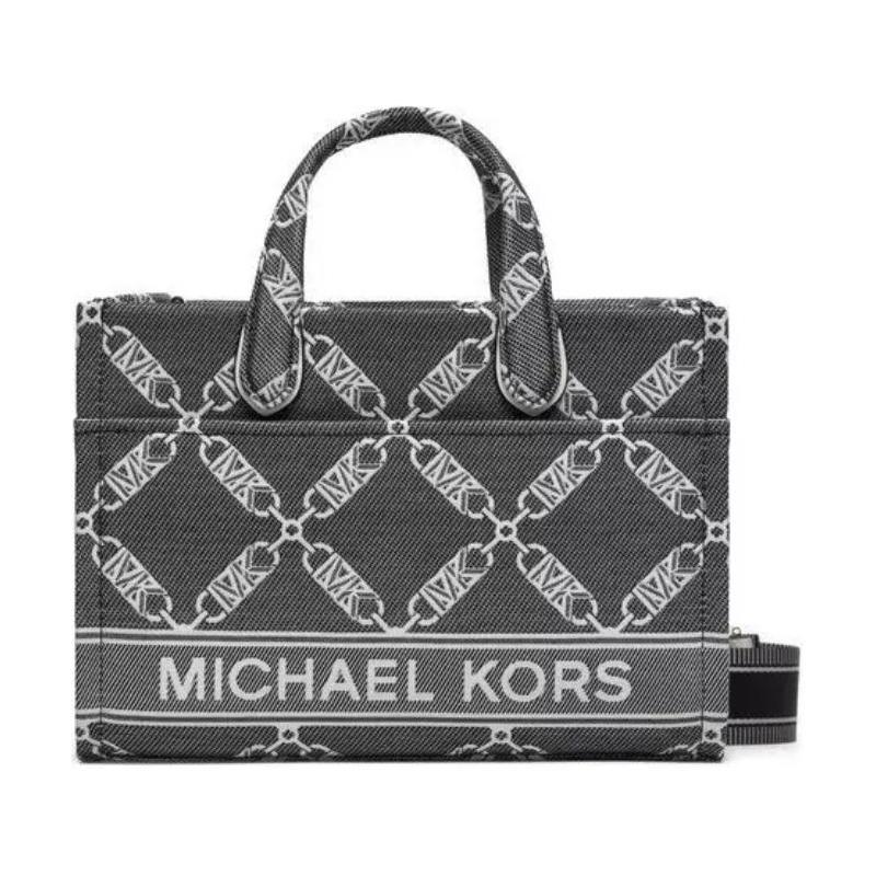 MICHAEL KORS Gigi Argyle Pattern Logo Fabric Tote Bag Tote Bag Shopping Bag Shoulder Crossbody Handbag Small Women's Black