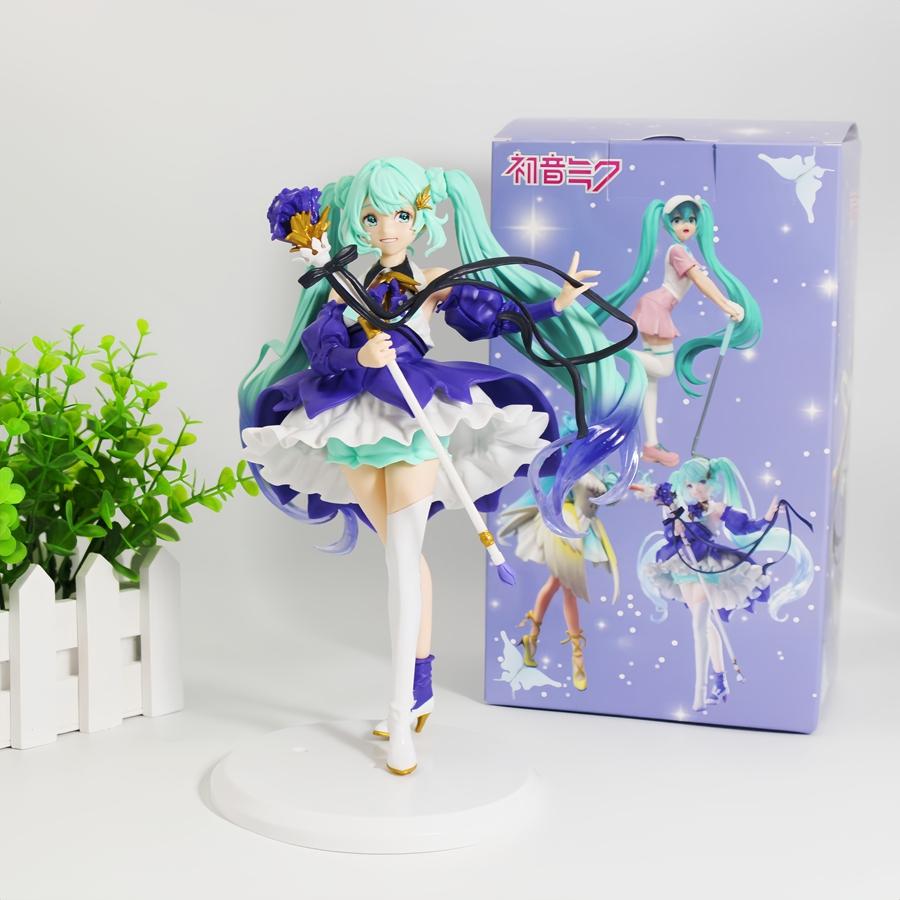 22cm/8.66in Hatsune Miku Anime Figure Purple Skirt Miku Action Figure Fashion Lolita Miku Figurine PVC Collection Model Doll Toy