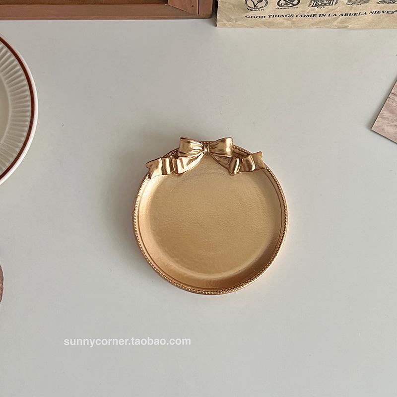 Vintage Bow Jewelry & Aromatherapy Tray: Decorative Display Plate for Ornaments & Desktop Storage