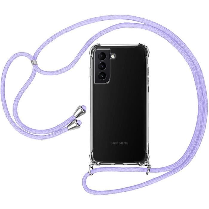Coque de téléphone - Samsung - Galaxy S21 - Souple - Transparent-Violet - Anti-rayure