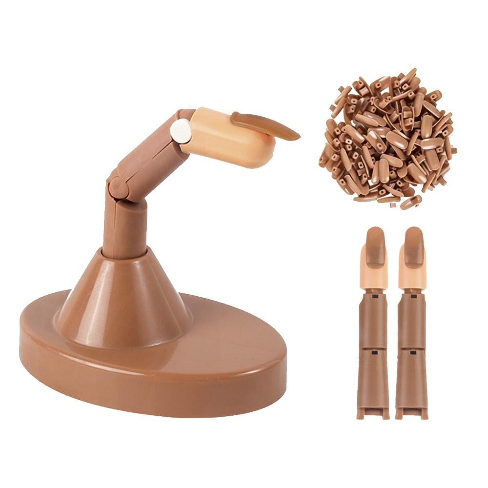 3pcs Brown Base Adjustable Nail Practice Fingers Nail Art Training