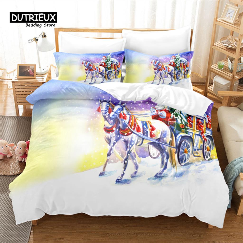 Christmas Digital Printing Bedding Set Christmas Santa Duvet Cover Set 3D Bedding Linen Queen Size Fashion Design