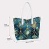 Elegant Blue Gold Pattern Tote Bag Fashion Portable Shoulder Bag for Daily Use 