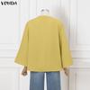 VONDA Women Round Neck Batwing Sleeve Casual Loose Oversized Blouse Tops