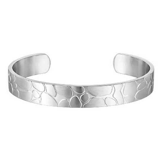 Irregular Pattern Stainless Steel C-Shaped Open Bangle Jewelry B-735