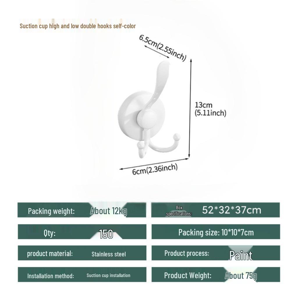 Stainless Steel No-Drill Suction Cup Hook - Strong Load-Bearing for Bathroom and Toilet