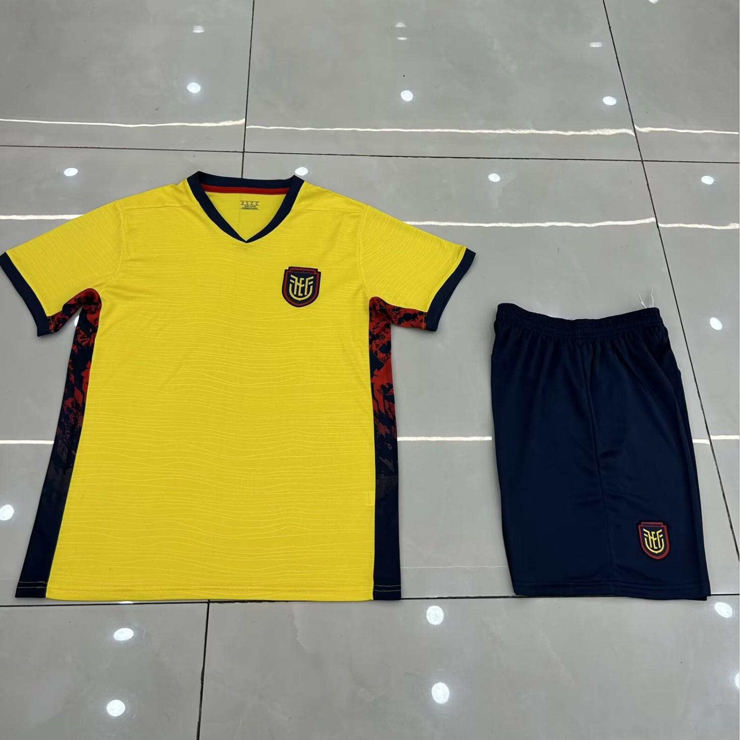 Ecuador Home Soccer Jersey Set - Men s, Teen s & Children s Short Sleeve T-shirt and Shorts Size 30