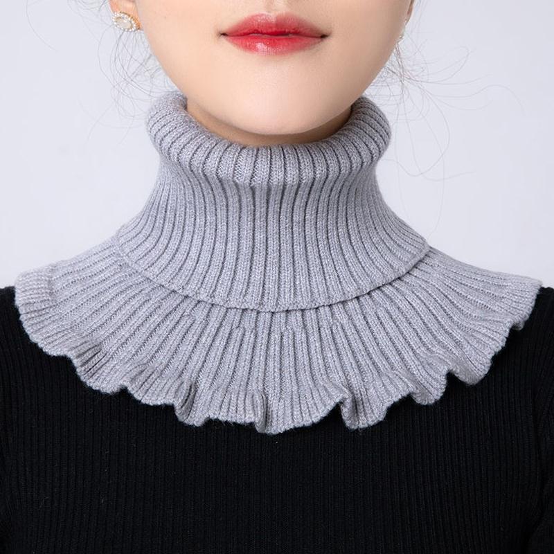 Women Knitted Fake Collar Scarf Warm Turtleneck Neck Warmer Detachable Winter Windproof False Scarf