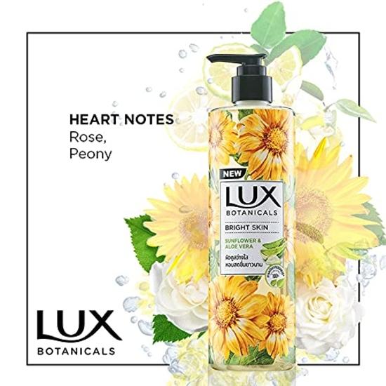 Gel de duș Lux Botanicals, floarea soarelui și aloe vera, gel de duș pentru femei, extracte 100% naturale, dă o piele strălucitoare, fără parabeni, 450 ml