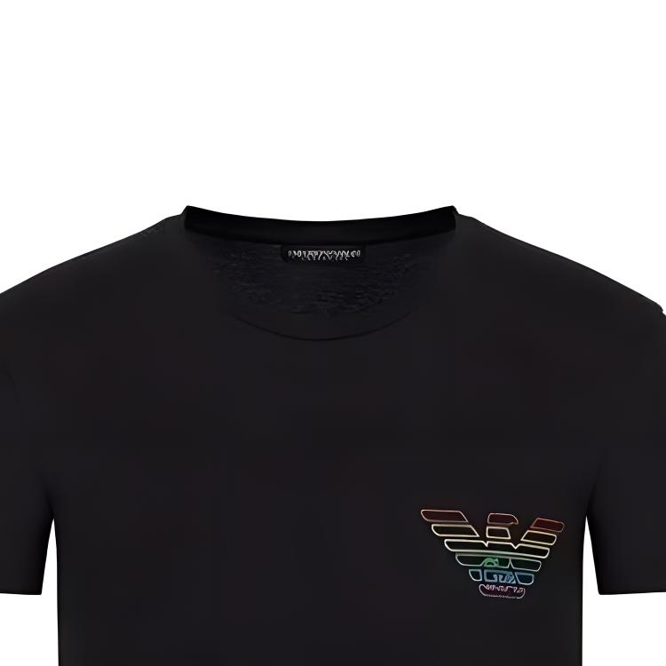 Emporio Armani Ss23 Solid Eagle Logo Print Crew Neck Short Sleeve T-Shirt Men Tops Black 111035-3R513-00020