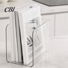 Vertical Storage Rack Rack, Large Capacity Clear PET Organizer, Durable Multi-purpose Shelf Bookend Desk Box, for Book Documents Magazines Stackable