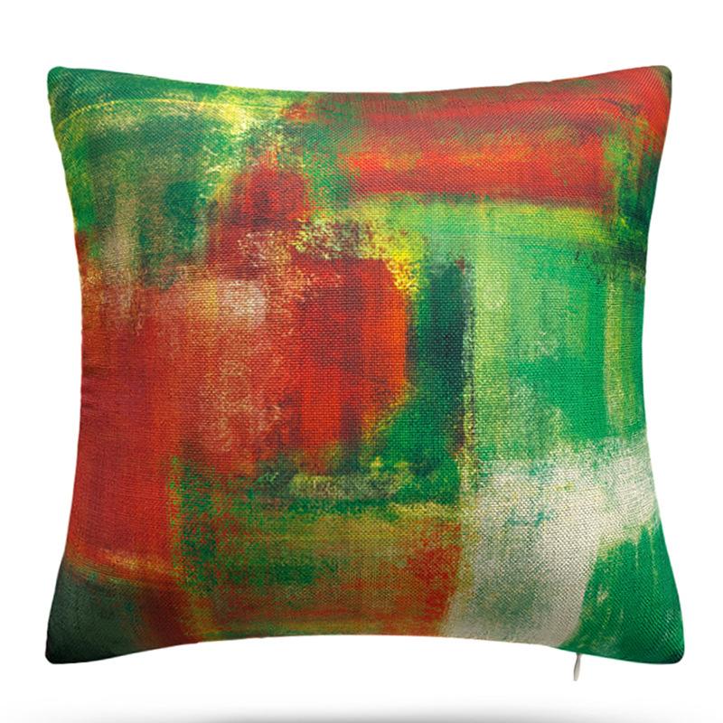 Turquoise Geometric Color Block Short Plush Cushion Cover Color Block Gem Series Linen Pillow Case Home Fabric