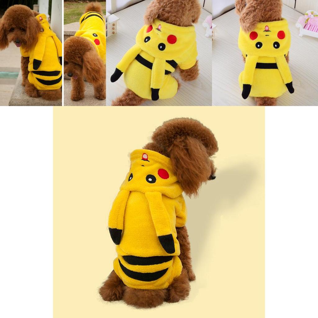 Costume douillet pour animal de compagnie en polaire polaire mettant en vedette les personnages emblématiques Pikachu et Carapuce