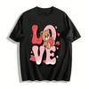 Love Bear Letter Print Couple Tshirt Casual Loose Short Sleeve Top Pure Cotton T-shirt