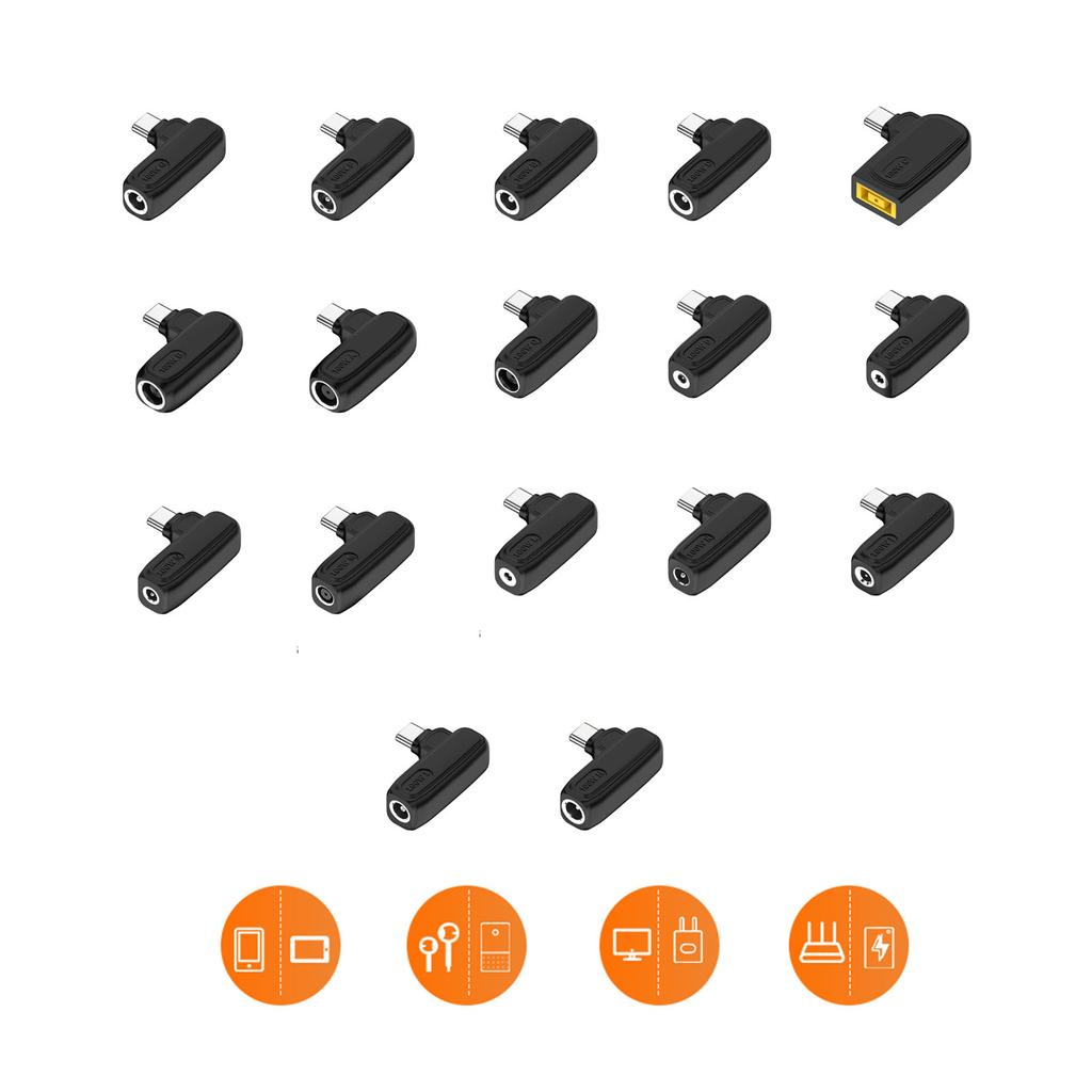 Adattatore di ricarica rapida USB C a 5,5x2,1 mm, spina di alimentazione PD, adattatore USB C, connettore USB tipo C maschio-femmina