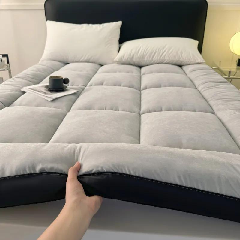 WTEMPO Warm Winter Single Double Student Dormitory Mattress Solid Color Soft Thickened Plush Mattress Home Tatami Double-sided Bed Mattress Quilts