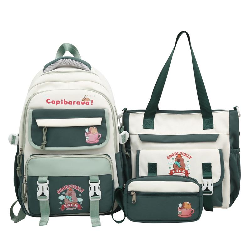 

Рюкзак для ученика начальной школы Капибара Набор из трех предметов Сумка для репетиторства Пенал Многокомпонентный Рюкзак большой вместимости Высокий внешний вид Backpack three-piece set