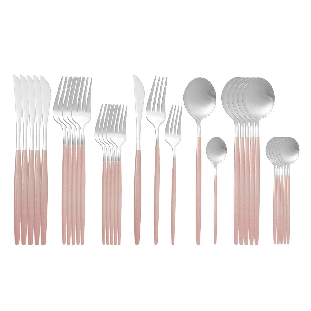 30Pcs Matte Black Gold Cutlery Set Stainless Steel Dinnerware Knife Dessert Fork Spoon Dinner Silverware Party Tableware Set