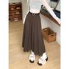 Vintage College Woolen Pleated Skirt Women's Autumn and Winter High Waist Skirt Versatile Umbrella Skirt Medium and Long Skirt