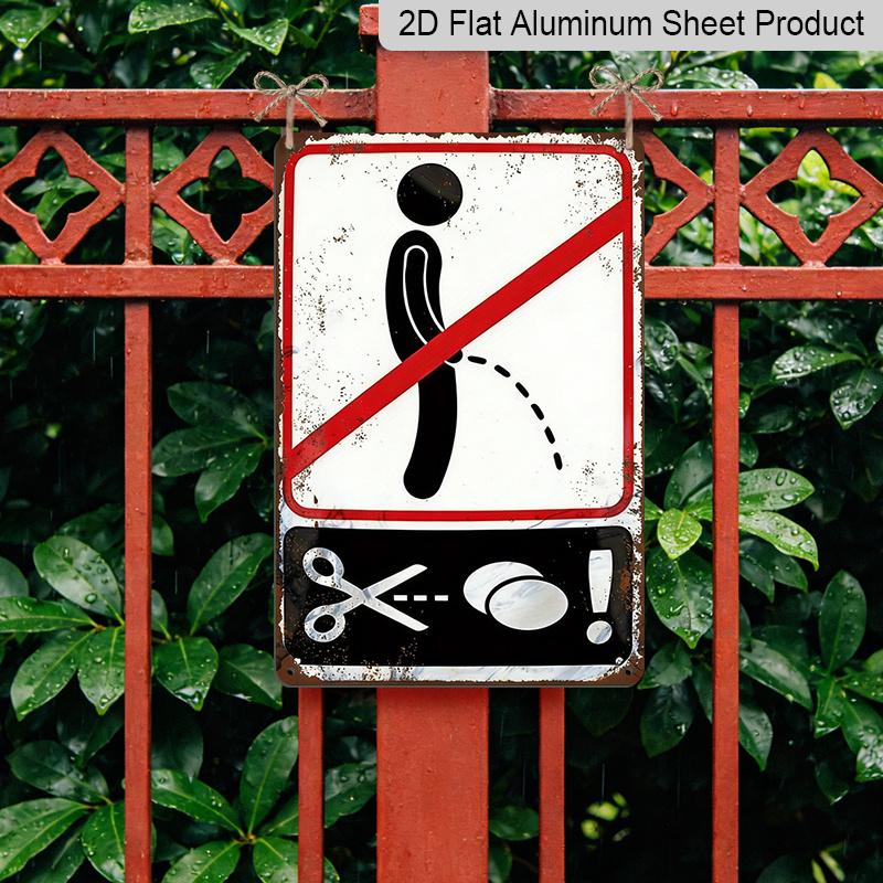 2D Flat 1pc Metal Sign, No Peeing Warning Sign, Durable Aluminium Metal Plaque, Suitable for Bars, Bedrooms, Restaurants, Kitchens, and Home Decor