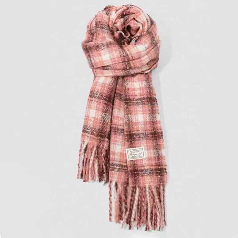 Black And White Plaid Printed Scarf Women'S Autumn And Winter Polyester Fiber Scarf Fashionable And Versatile Warm Neck Shawl