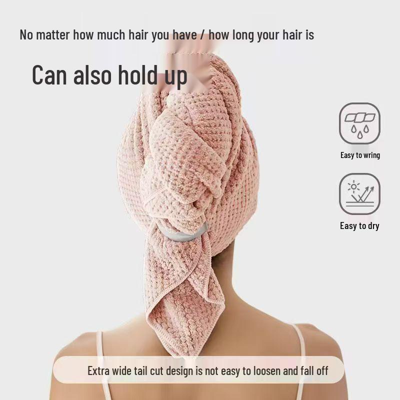Extra-Large Quick-Dry Hair Cap for Women - Super Absorbent Towel for Long Hair