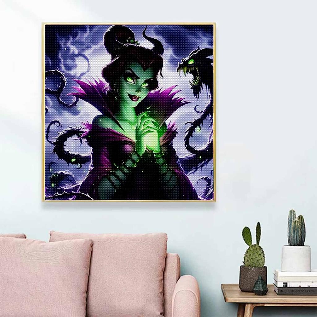 5D DIY Diamond Painting Decorative Evil Witch Full Round Drill Scenery Diamond Embroidery Cross Stitch Kits Home Decor Gift