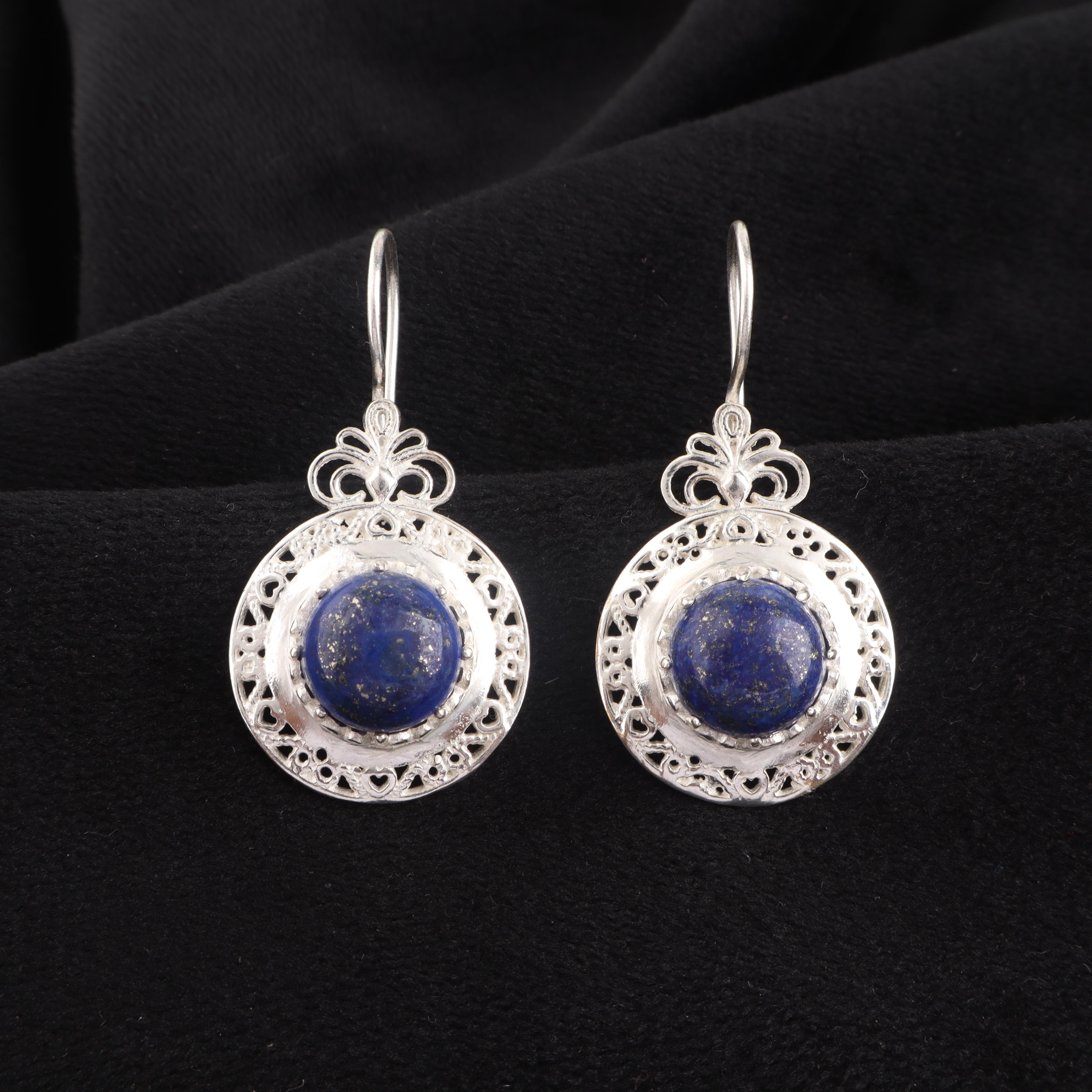 

Lapis Lazuli Gemstone Silver Earring, 925 sterling Silver Handmade Earring, Handcrafted Women Earring, Unique Earring, Gift For Her CE-25-22