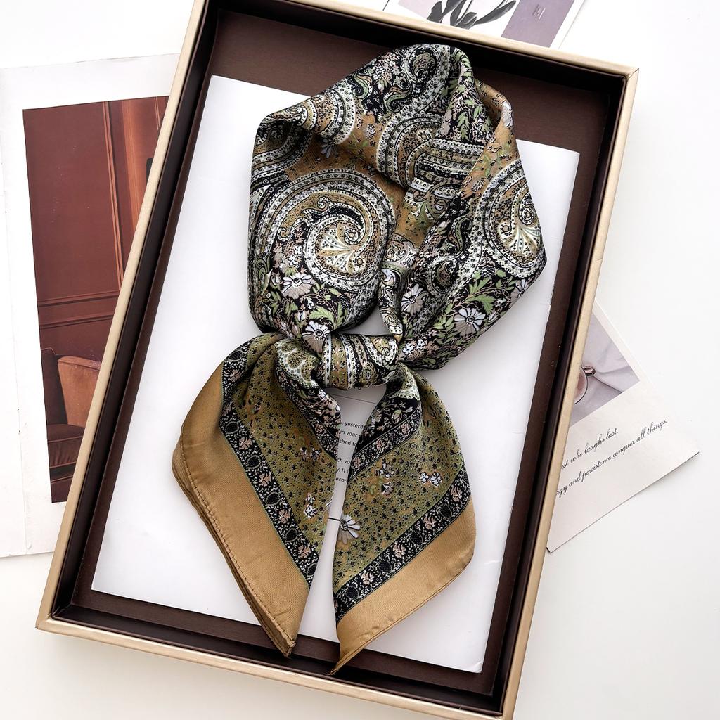 New Fashion 70X70cm Women's Scarf Silk Paisley Print Scarf Square Shawl Decorative Headband Neck Luxury Design Bandana