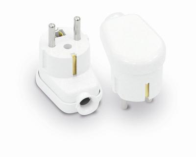 Uni-Schuko Angled Plug, 2P+Z, 16A, 250V White - Vt-301-0020