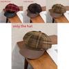 Retro Octagonal Beret Hat For Women With Grid Design For Autumn And Winter