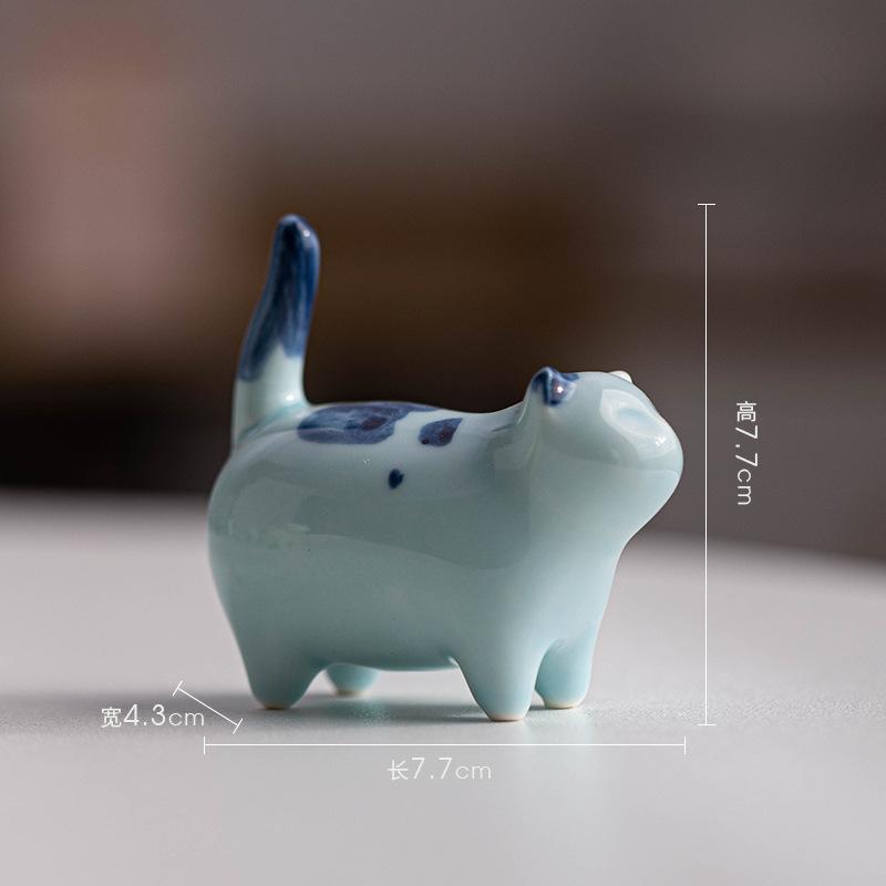 Creative Cute Cat Ornaments Ceramic Animal Crafts Home Living Room Tea Room Desktop Set Decoration Furnishings Home Decor