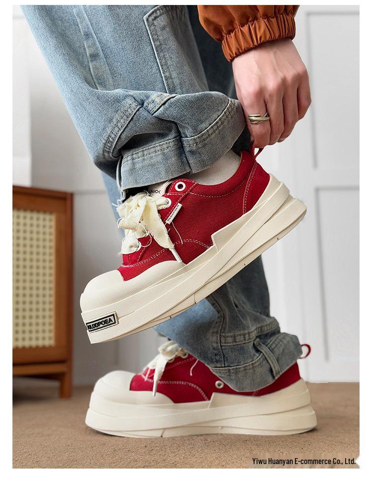 Mickey Men's Height-Boost Thick Sole Casual Canvas Skate Shoes 2025 - Trendy, Versatile High Street Sneakers for Couples.